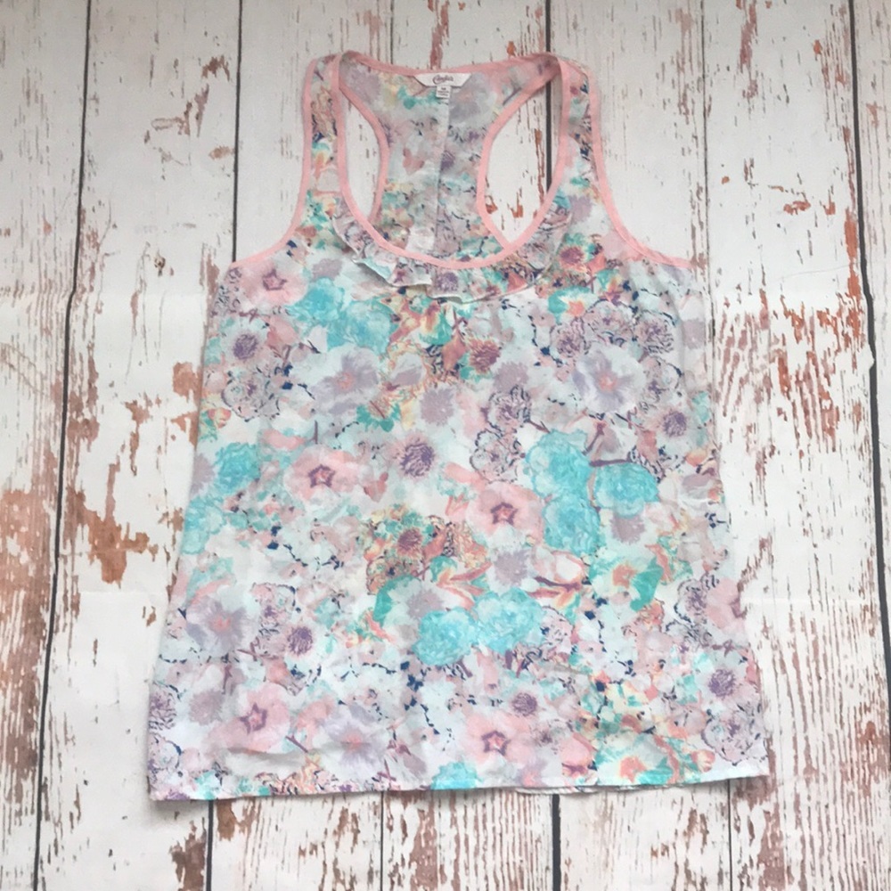 🌵 Candies Floral Ruffle Razorback Tank G4 - Picture 4 of 8